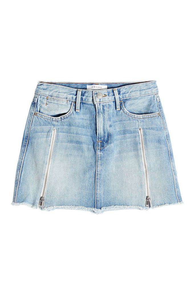 Frame Denim Denim Mini Skirt with Zippers