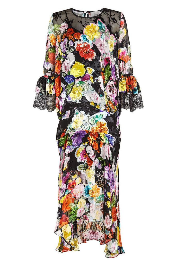 Preen by Thornton Bregazzi Madeleine Printed Dress with Silk and Lace