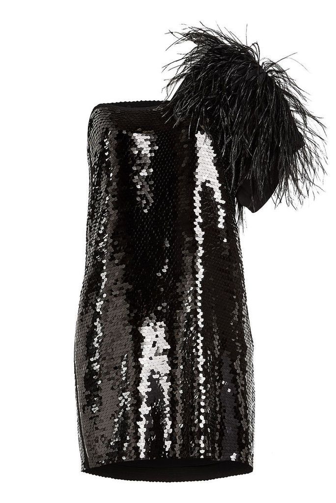 N °21 Sequin Mini Dress with Ostrich Feathers