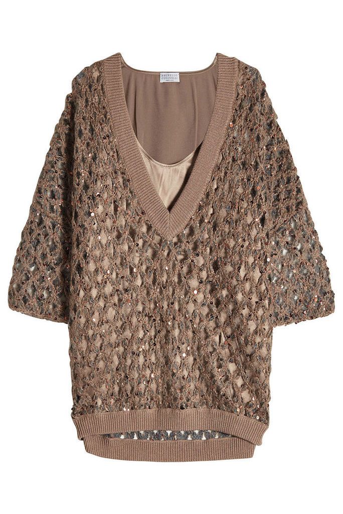 Brunello Cucinelli Pullover with Mohair, Cotton and Silk Camisole