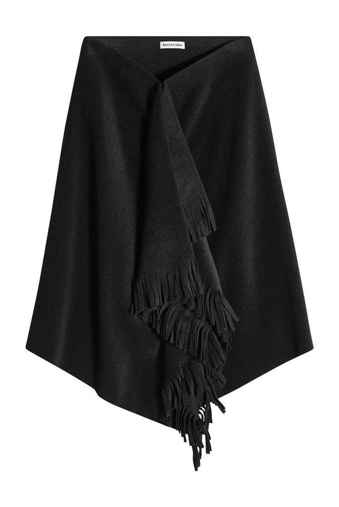 Balenciaga Fringed Skirt with Alpaca and Virgin Wool