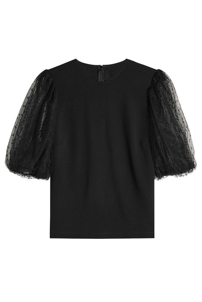 RED Valentino Top with Point d'esprit Tulle Sleeves