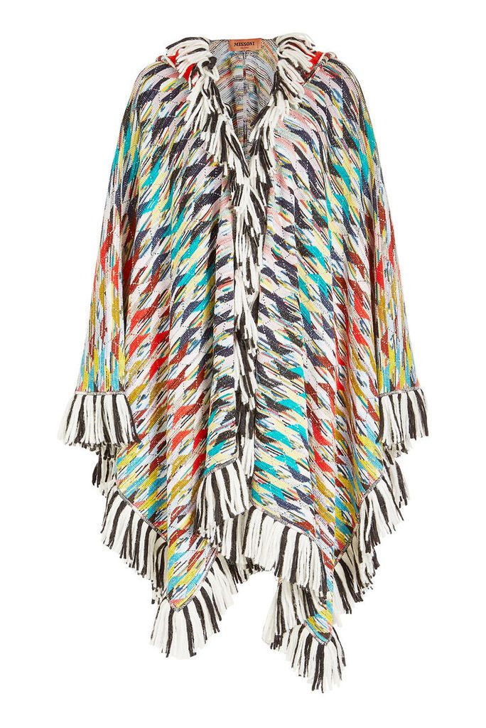 Missoni Fringed Wool Cape with Cashmere, Alpaca and Mohair