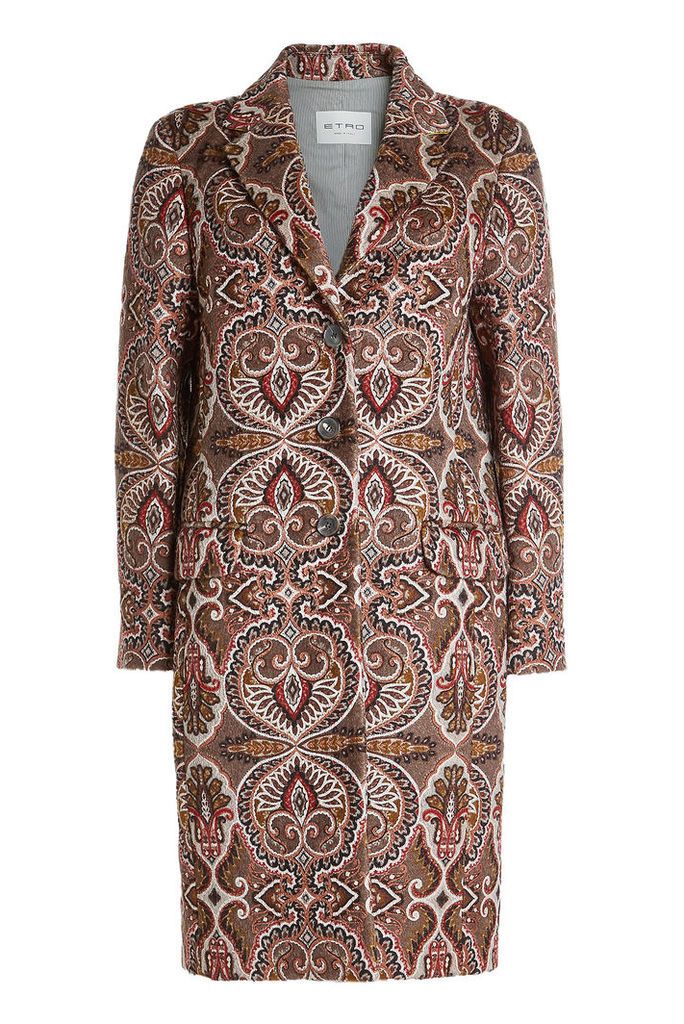 Etro Printed Coat with Wool and Mohair