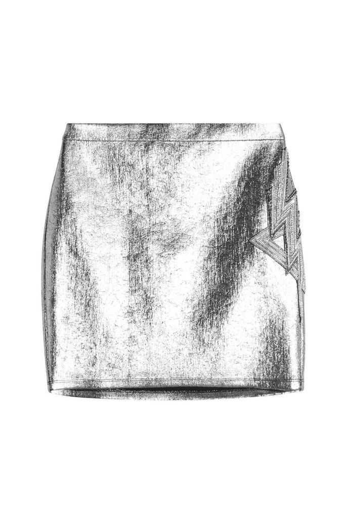 Balmain Metallic Mini Skirt with Embellishment
