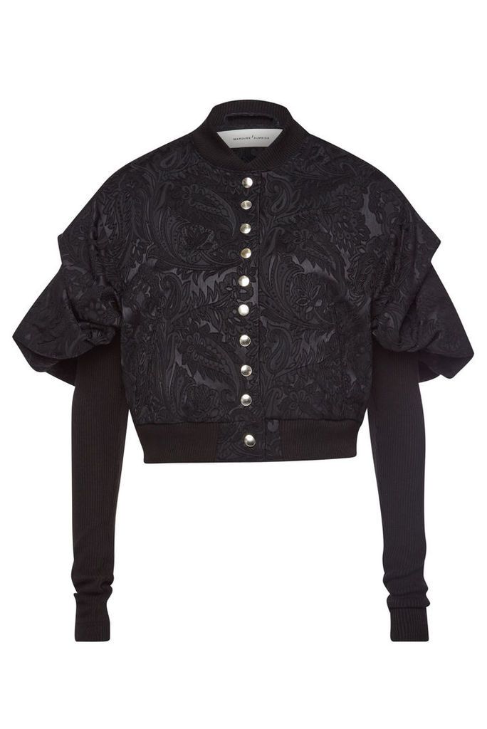 Marques' Almeida Cropped Jacquard Blazer with Puffed Shoulders