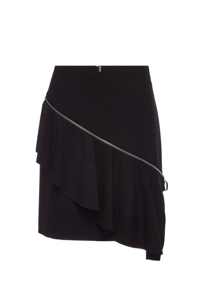 Hugo Rafela Ruffled Skirt with Asymmetric Zipper