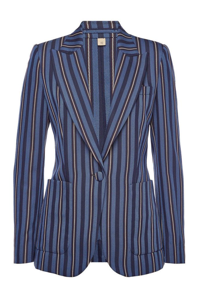 Burberry Queenspark Striped Blazer with Wool