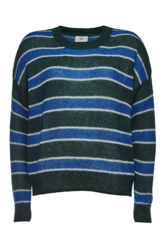 Closed Striped Pullover with Mohair and Wool