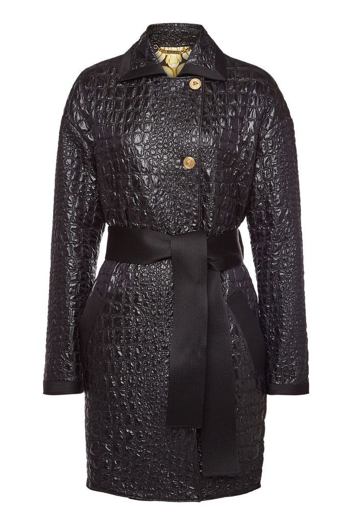 Versace Embossed Coat with Silk Lining
