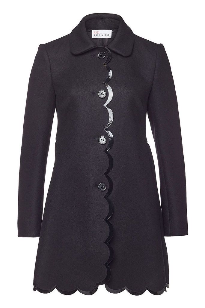 RED Valentino Wool Coat with Patent Trims