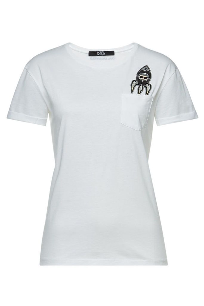 Karl Lagerfeld Space Karl Embellished Cotton T-Shirt