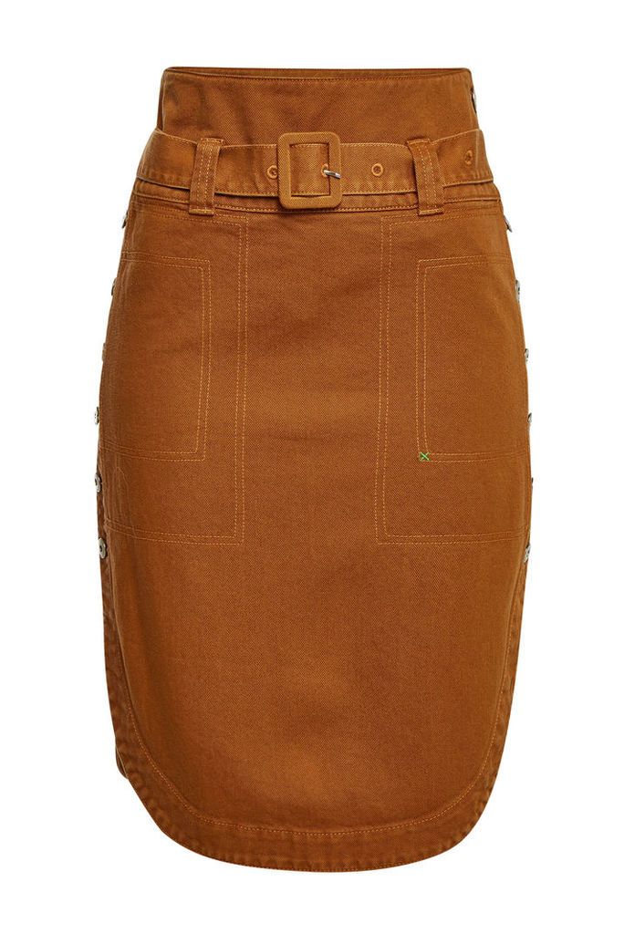 Carven Denim Skirt with Buttoned Sides