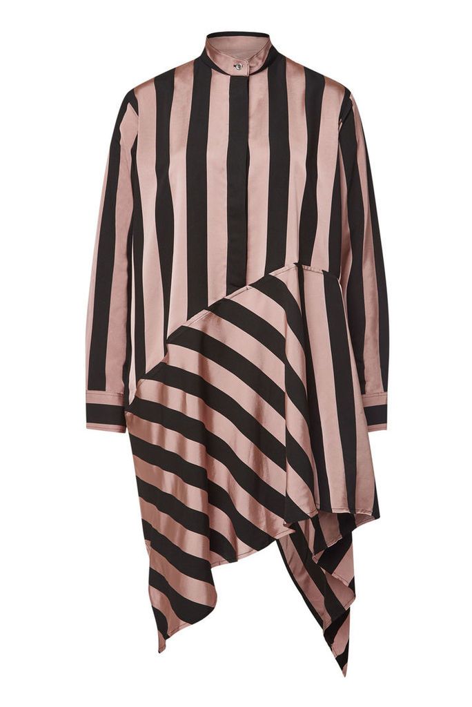 Marques' Almeida Striped Asymmetric Mini Dress with Silk