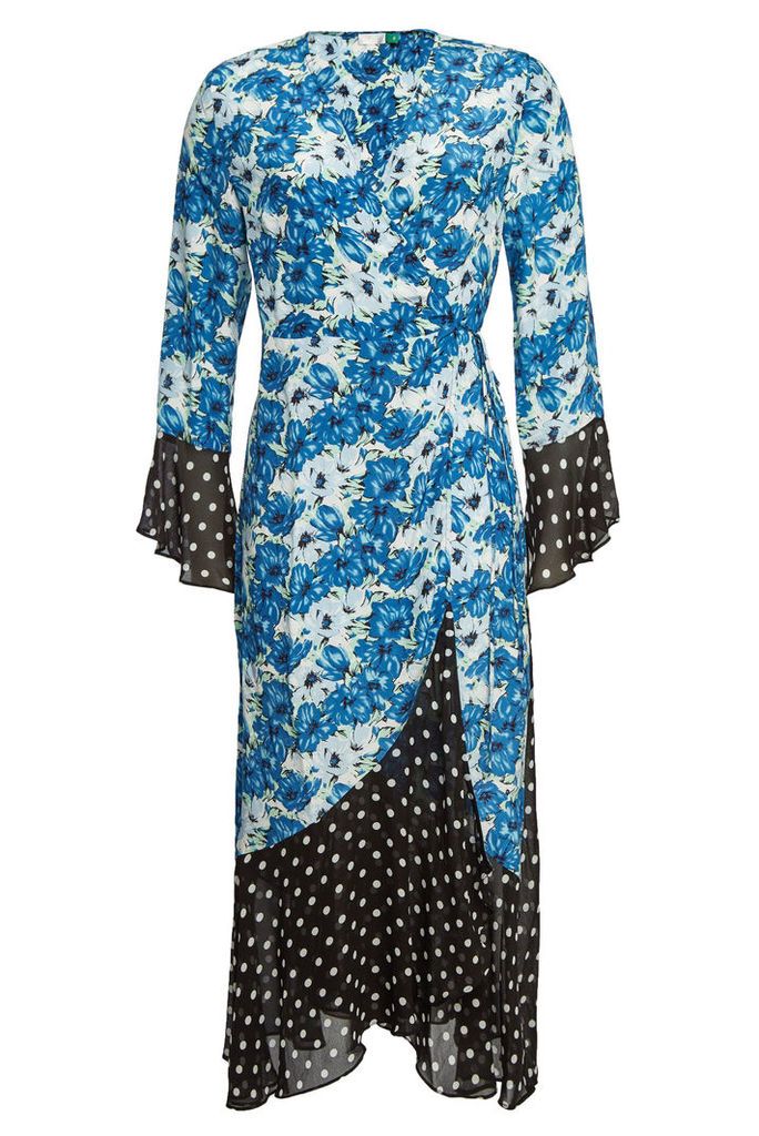 RIXO LONDON Luna Printed Silk Wrap Dress