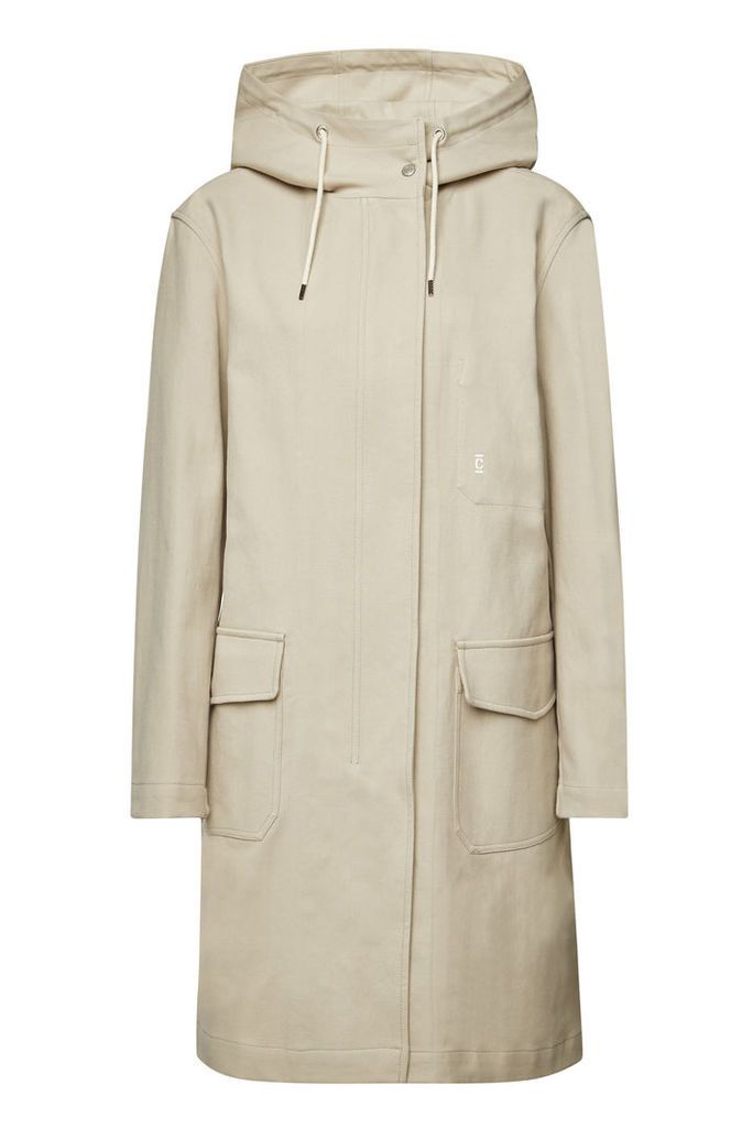 Closed Cotton Hooded Trench Coat