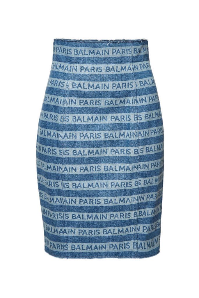 Balmain High Waist Denim Skirt