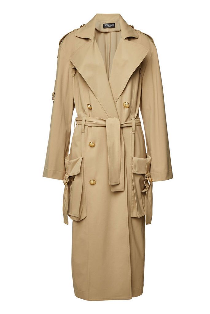 Balmain Trench Coat with Embossed Buttons