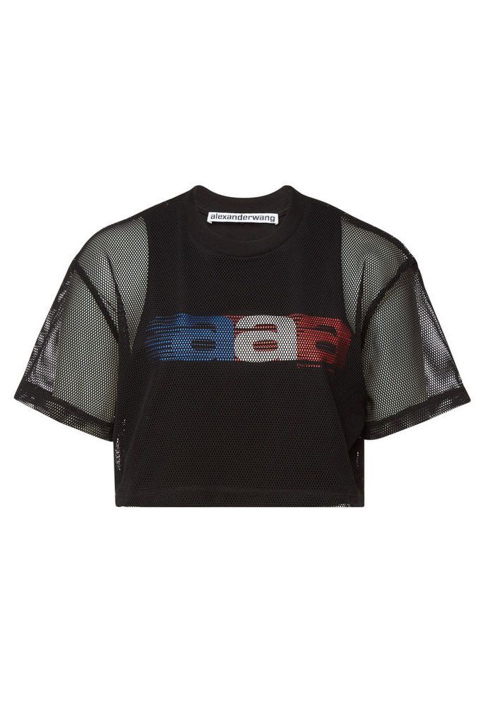Alexander Wang Printed Cropped Top with Mesh