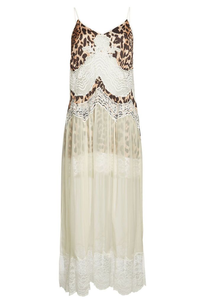 Paco Rabanne Animal Print Slip Dress with Lace