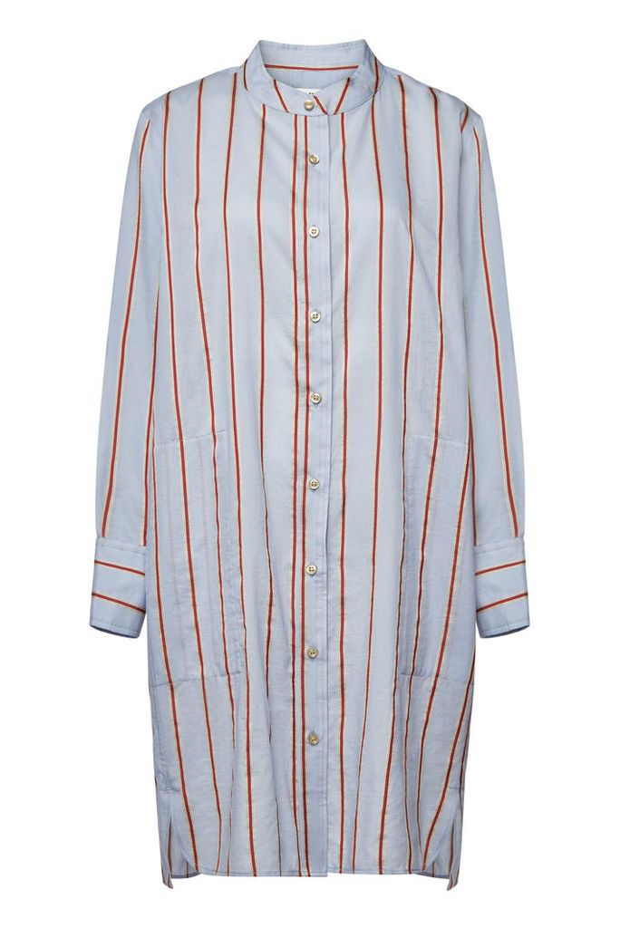 Isabel Marant toile Yucca Striped Shirt Dress with Cotton, Linen and Silk