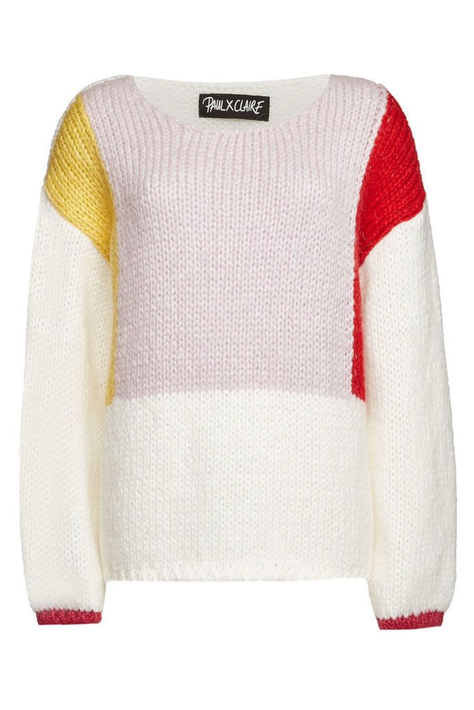 PAUL X CLAIRE Colorblock Pullover with Mohair