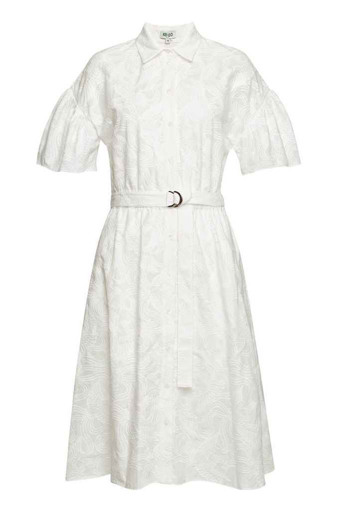 Kenzo Embroidered Cotton Midi Dress