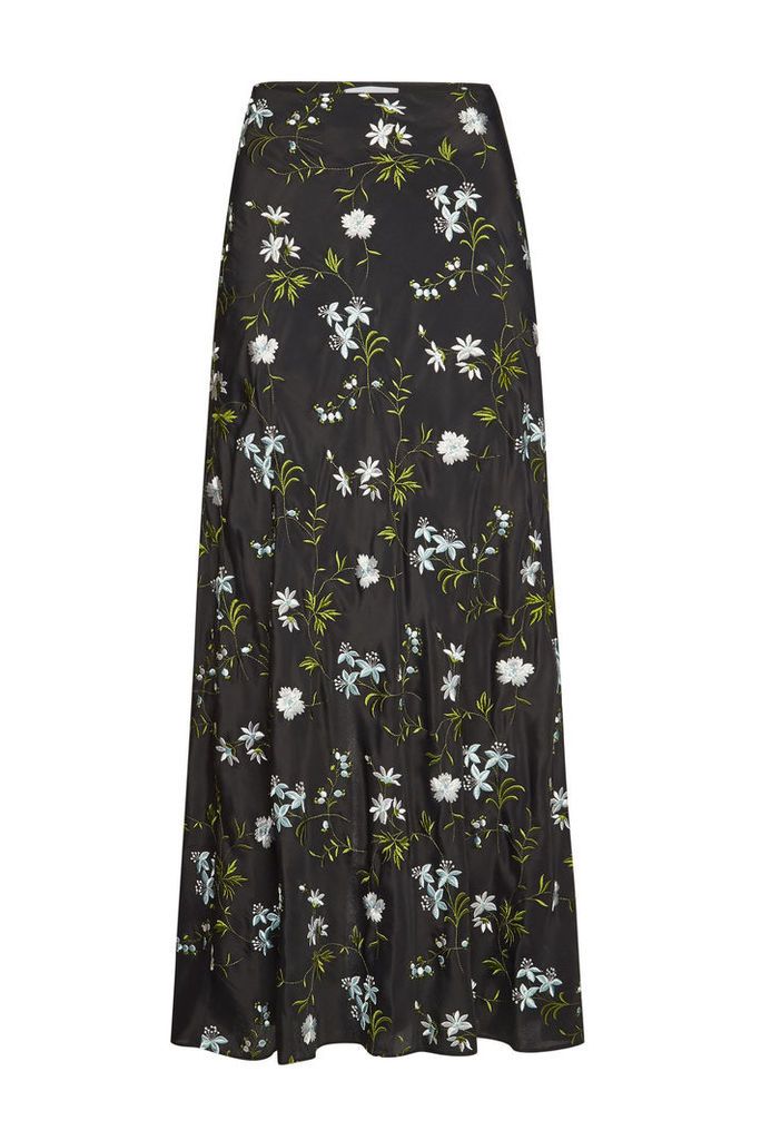 Paco Rabanne Embroidered Midi Skirt with Silk