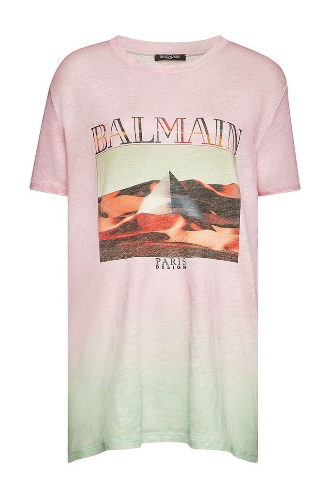 Balmain Printed Linen T-Shirt