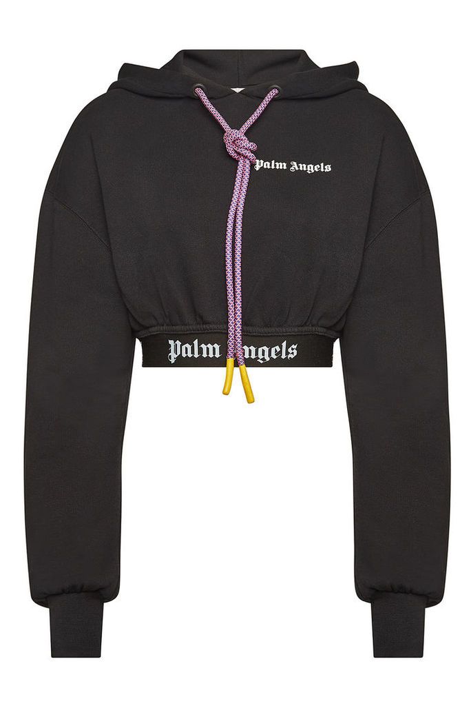 Palm Angels Logo Cropped Cotton Hoody