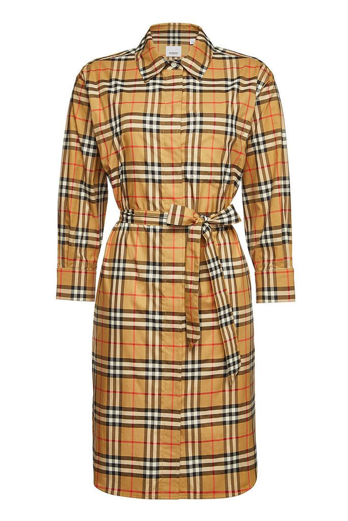Burberry Isotto Checked Cotton Shirt Dress