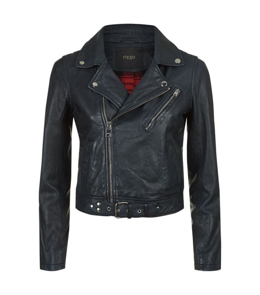 Maje, Bostep Leather Biker Jacket, Female