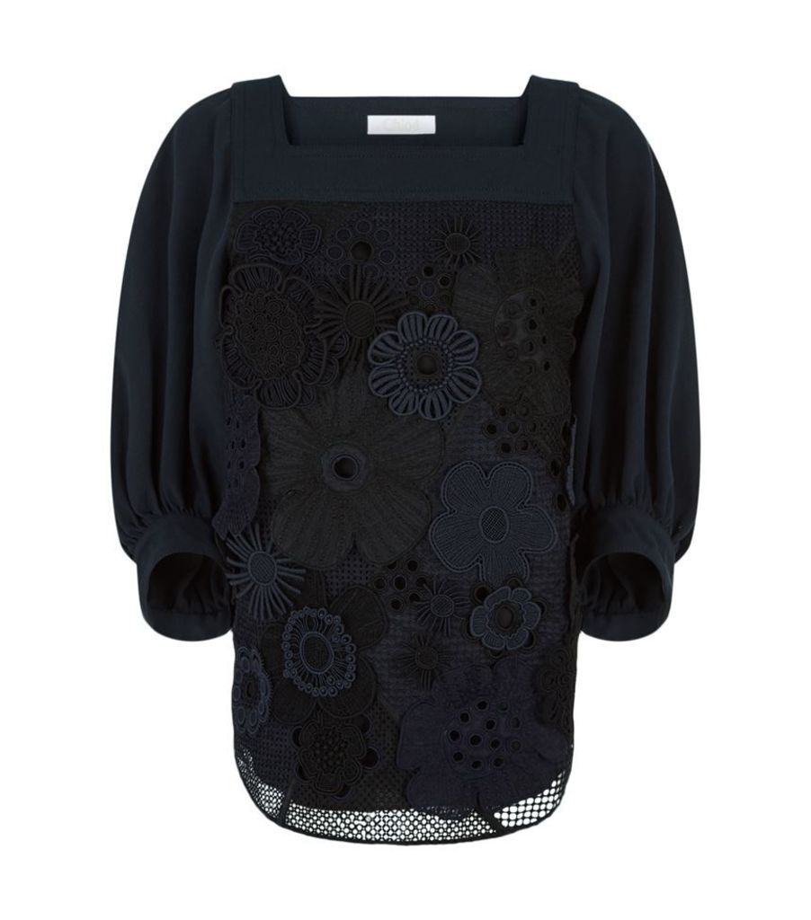 ChloÃ©, Embroidered Floral AppliquÃ© Blouse, Female