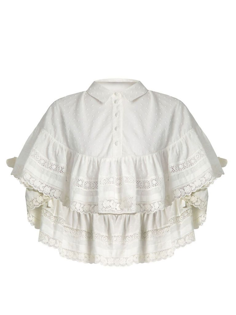 Frill-detail cotton blouse