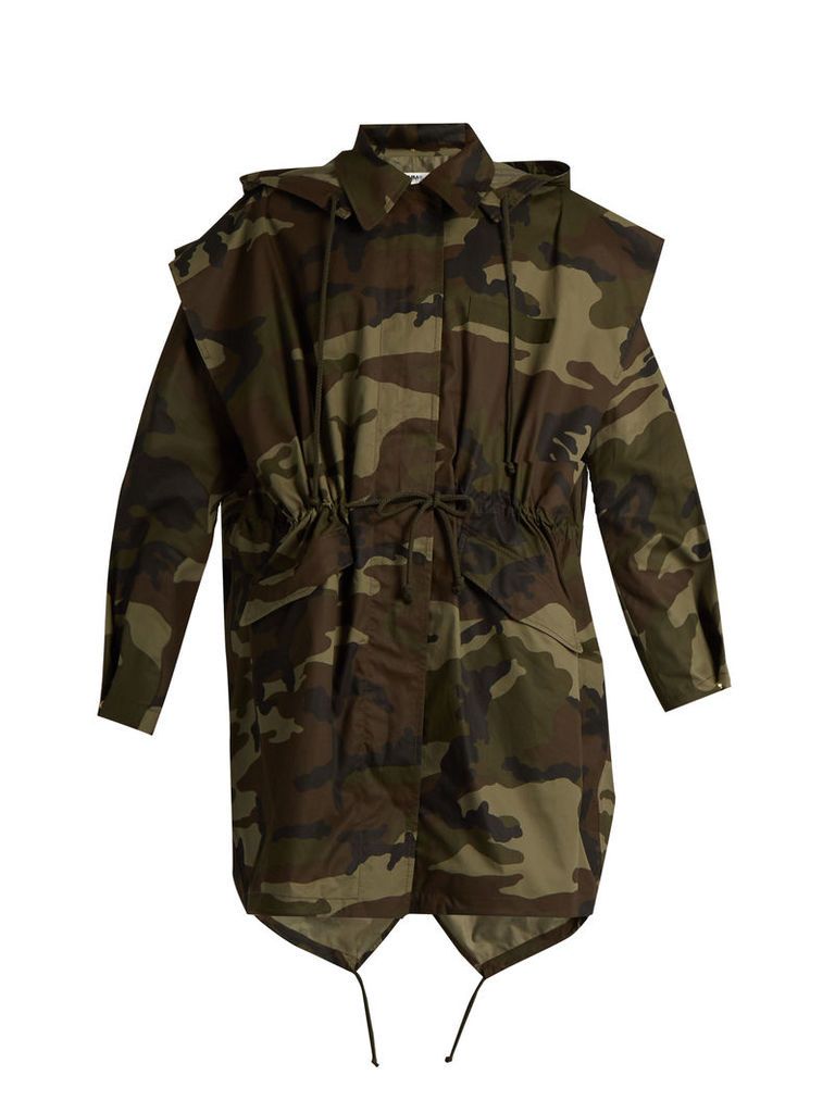 Camouflage-print hooded cotton jacket