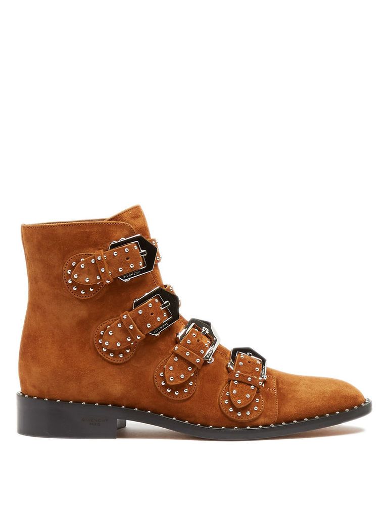 Elegant studded suede ankle boots