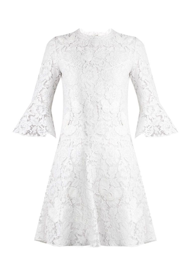 Fluted-sleeve lace dress