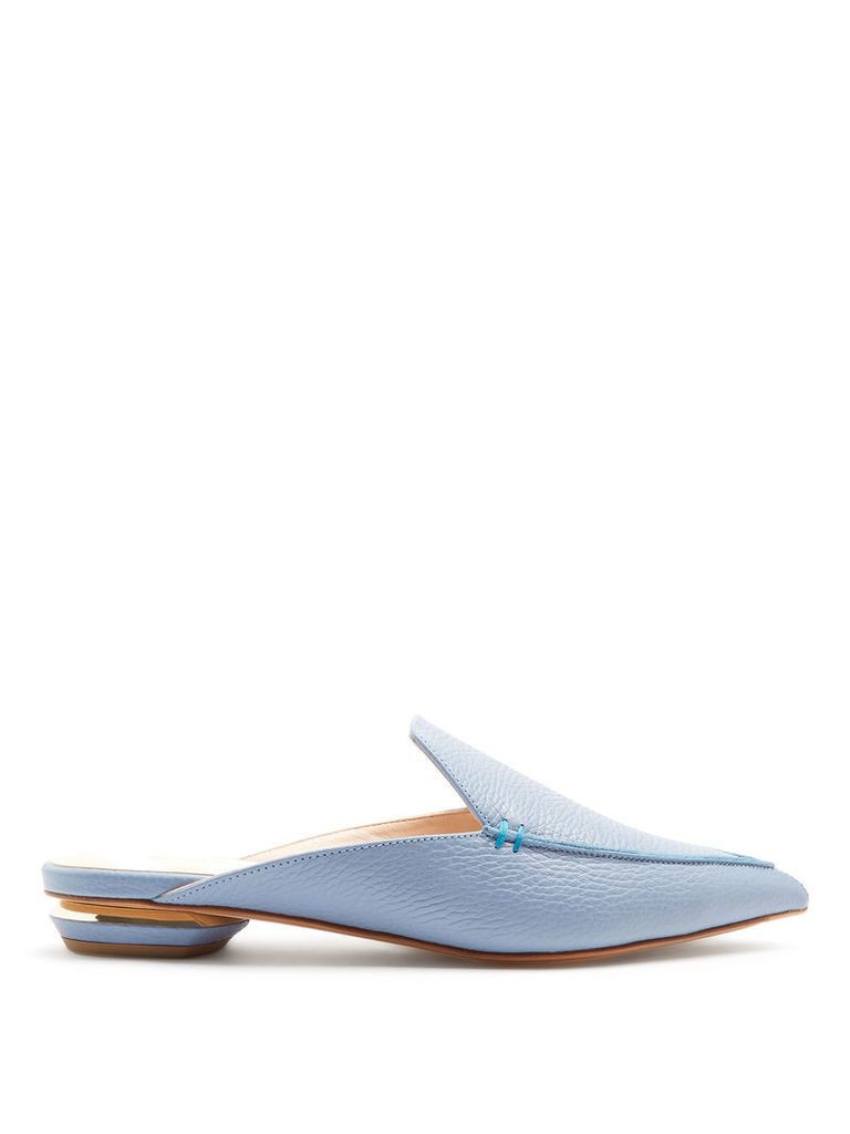 Beya grained-leather backless loafers