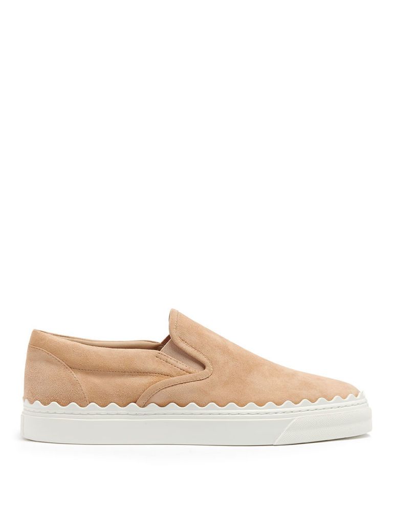 Kyle scallop-edged suede slip-on trainers