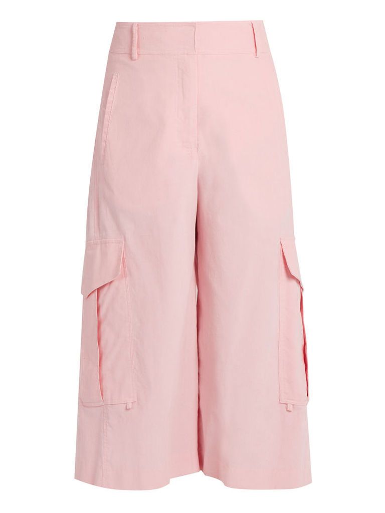 Sies Marjan - Sidney Cropped Wide Leg Cotton Cargo Trousers - Womens - Light Pink