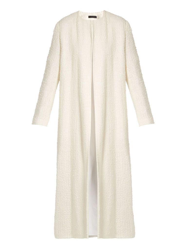 Pamie linen-blend bouclÃ© collarless coat