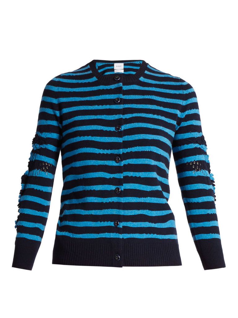 Breton-striped cashmere cardigan