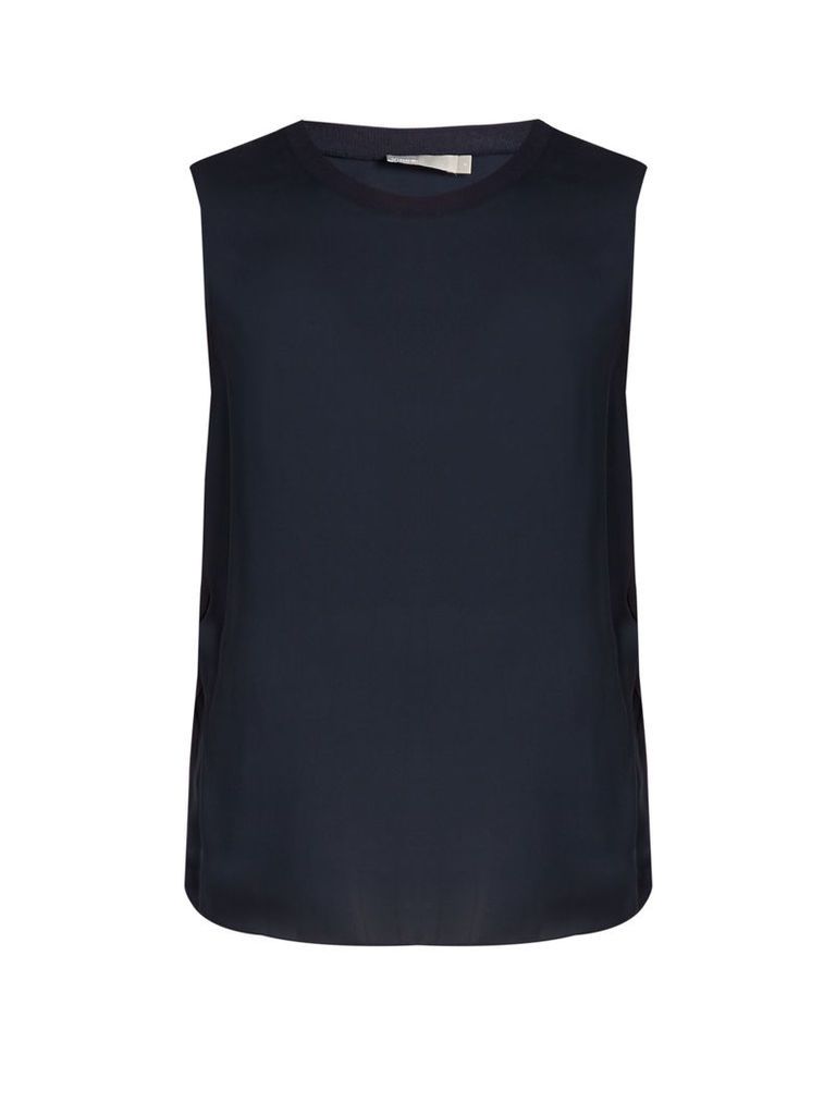 Sleeveless silk tank top