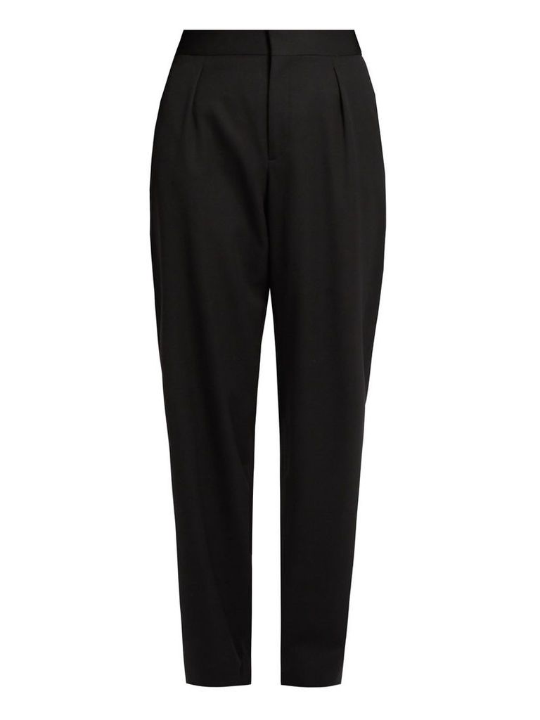 High-rise tapered-leg wool trousers
