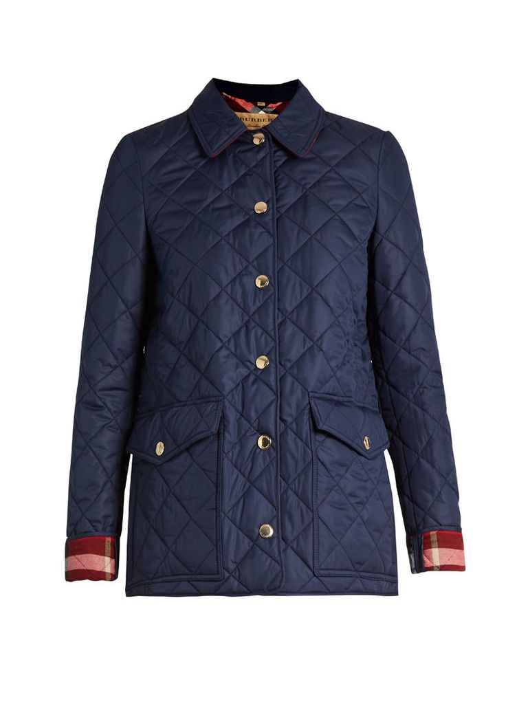 Westbridge check-collar quilted jacket