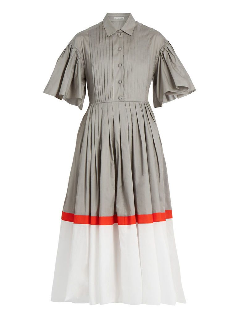 Tri-colour cotton-poplin dress