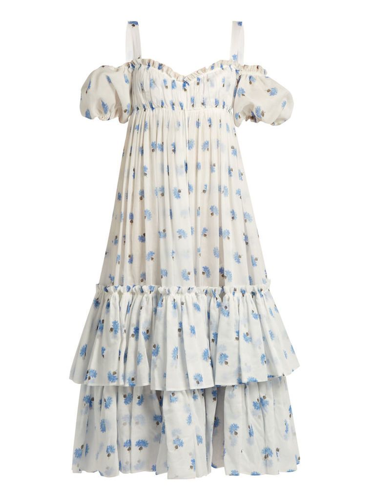 Thistle-print cotton-voile dress
