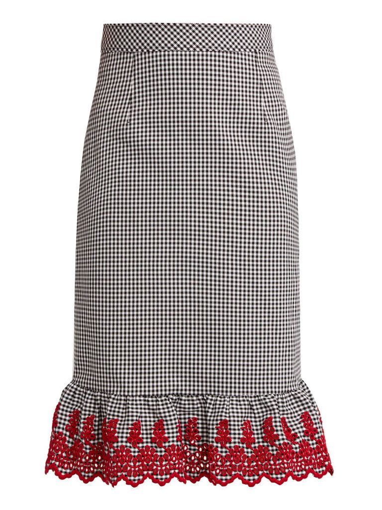 Benson broderie-anglaise cotton-blend skirt