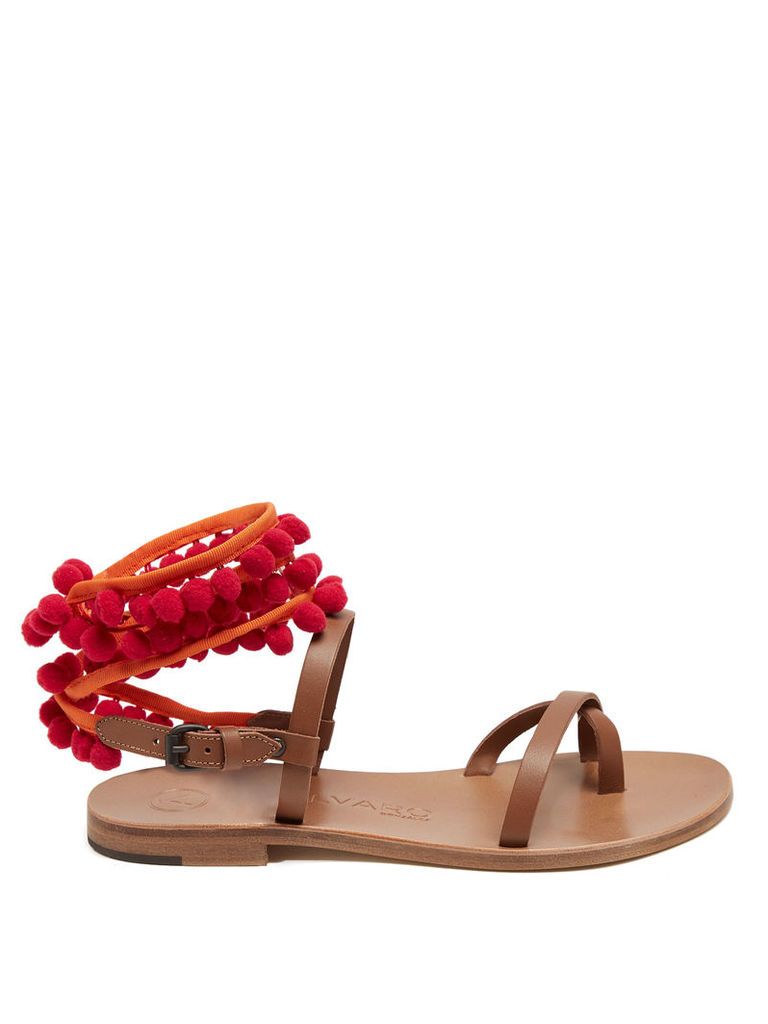 Anna pompom-embellished leather sandals