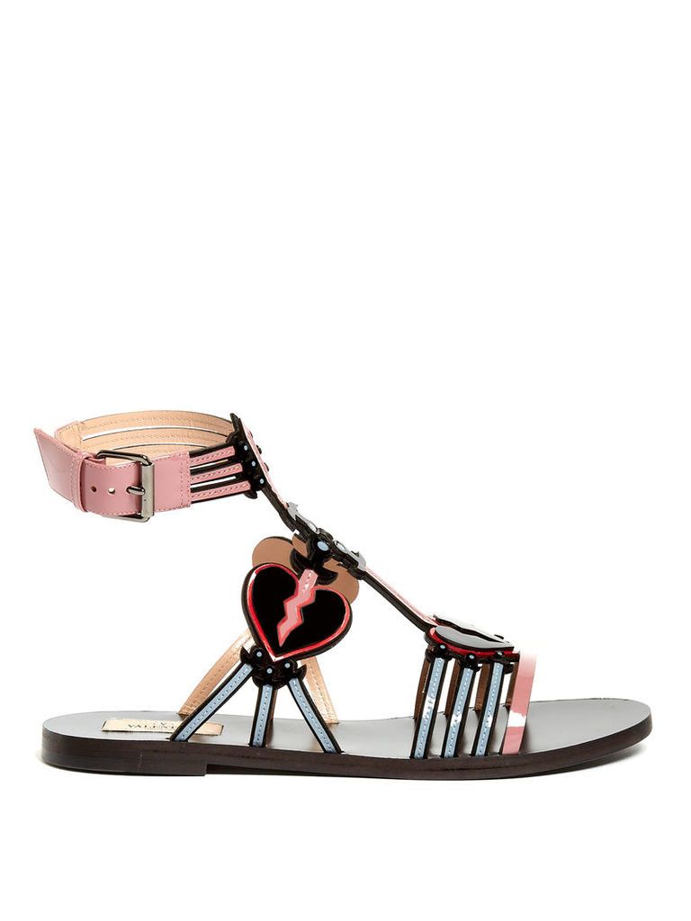 Love Blade patent-leather flat sandals